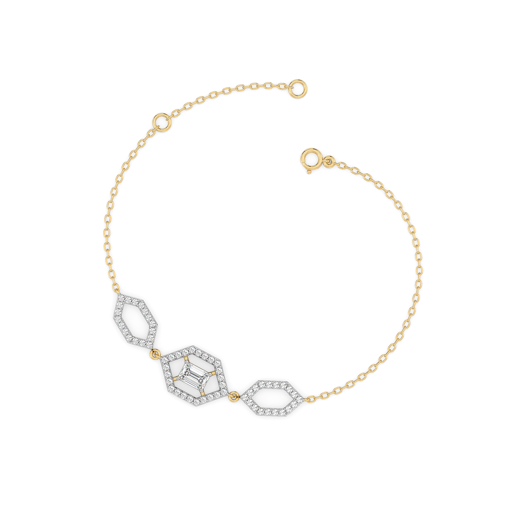 Rhythm of Emerald - Pure Gold Lab Diamond Solitaire Bracelet