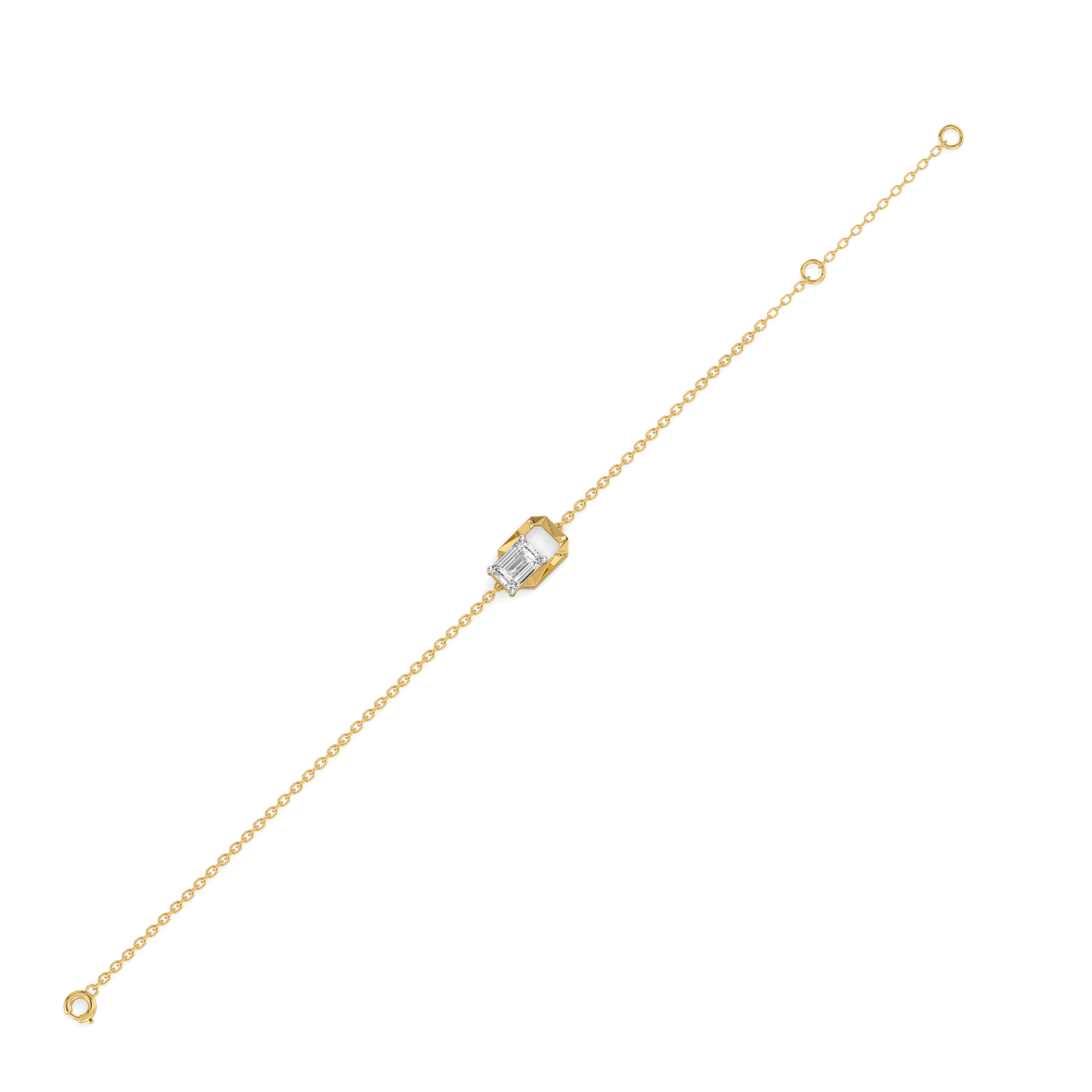 Striking Emerald - Pure Gold Lab Diamond Solitaire Bracelet