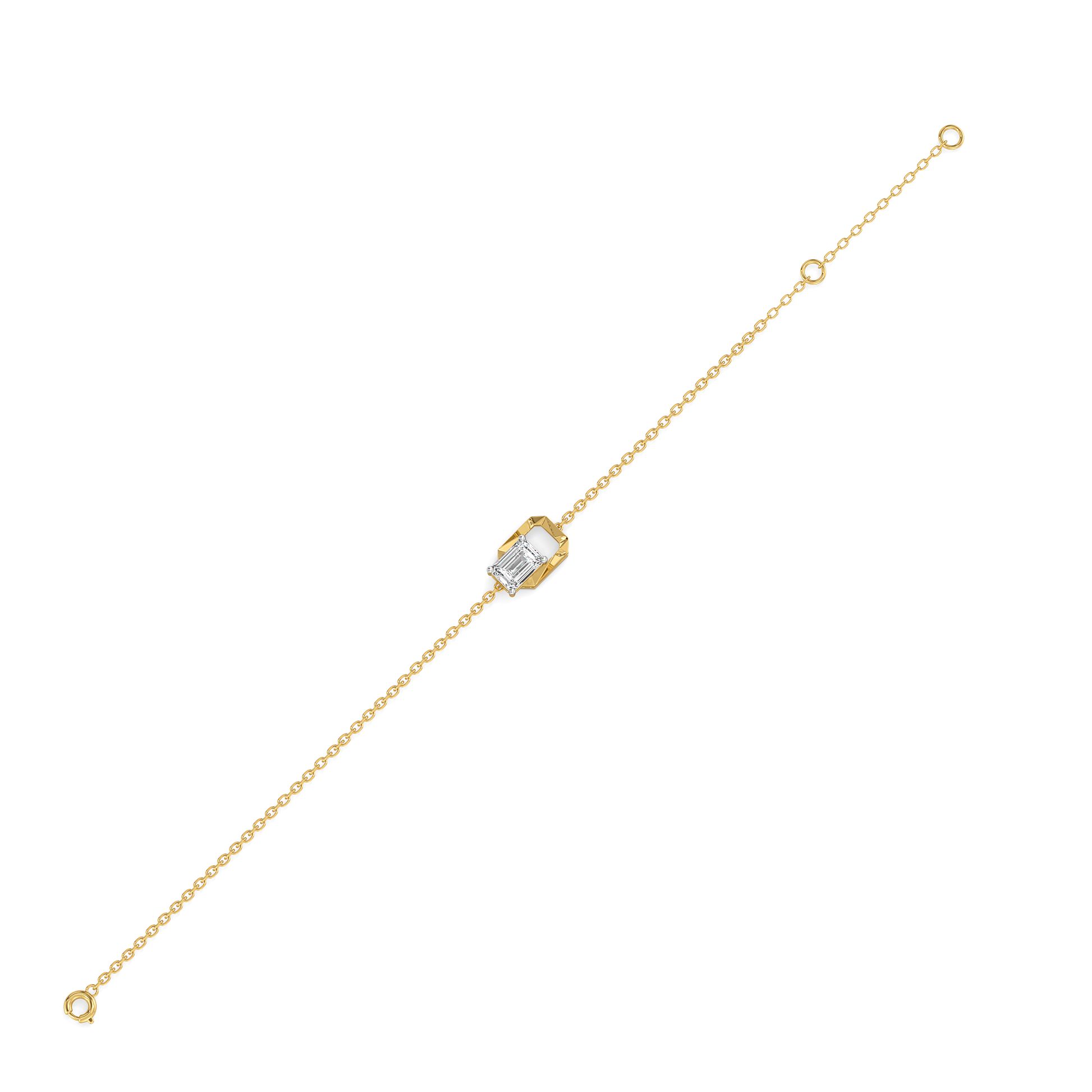 Striking Emerald - Pure Gold Lab Diamond Solitaire Bracelet