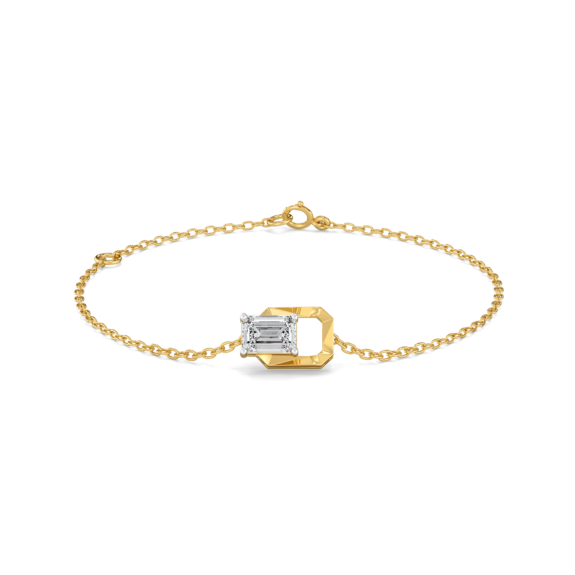 Striking Emerald - Pure Gold Lab Diamond Solitaire Bracelet