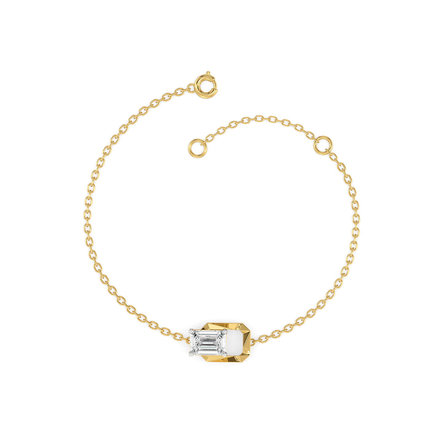 Striking Emerald - Pure Gold Lab Diamond Solitaire Bracelet