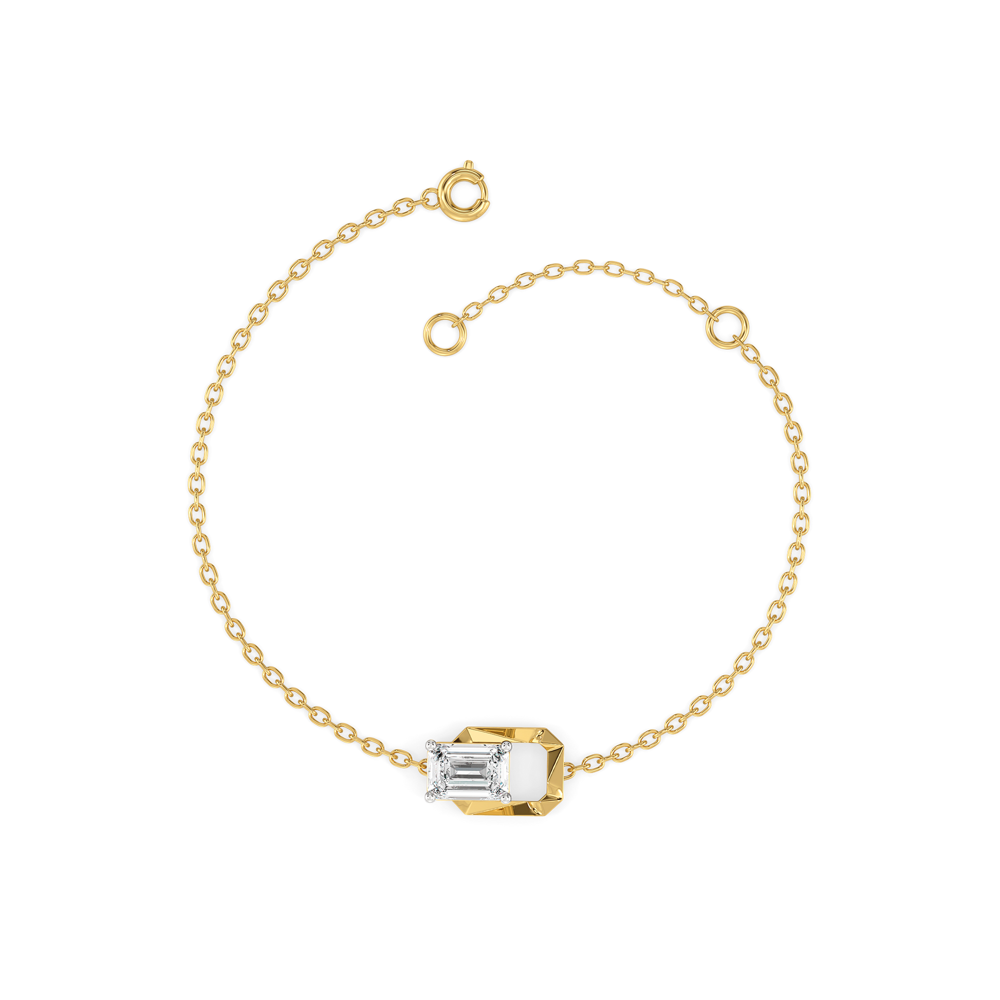 Striking Emerald - Pure Gold Lab Diamond Solitaire Bracelet