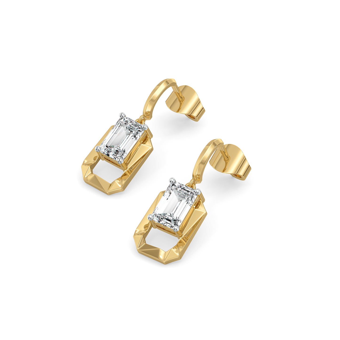 Striking Emerald Drop - Pure Gold Lab Diamond Solitaire Earrings