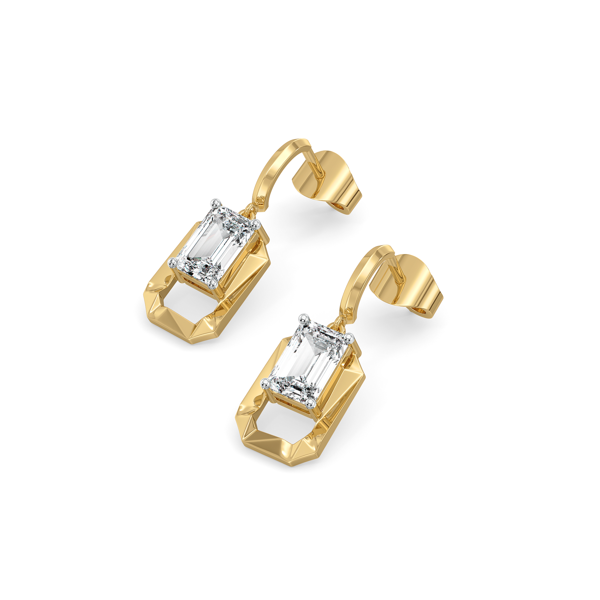 Striking Emerald Drop - Pure Gold Lab Diamond Solitaire Earrings