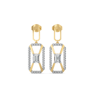 Emerald Edge Drops - Pure Gold Lab Diamond Solitaire Earrings