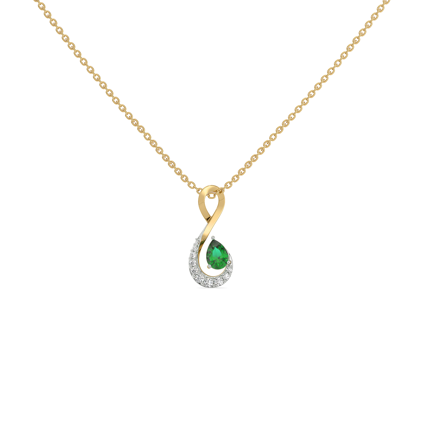 Melody of Emeralds - Lab Diamond Pendant Necklace