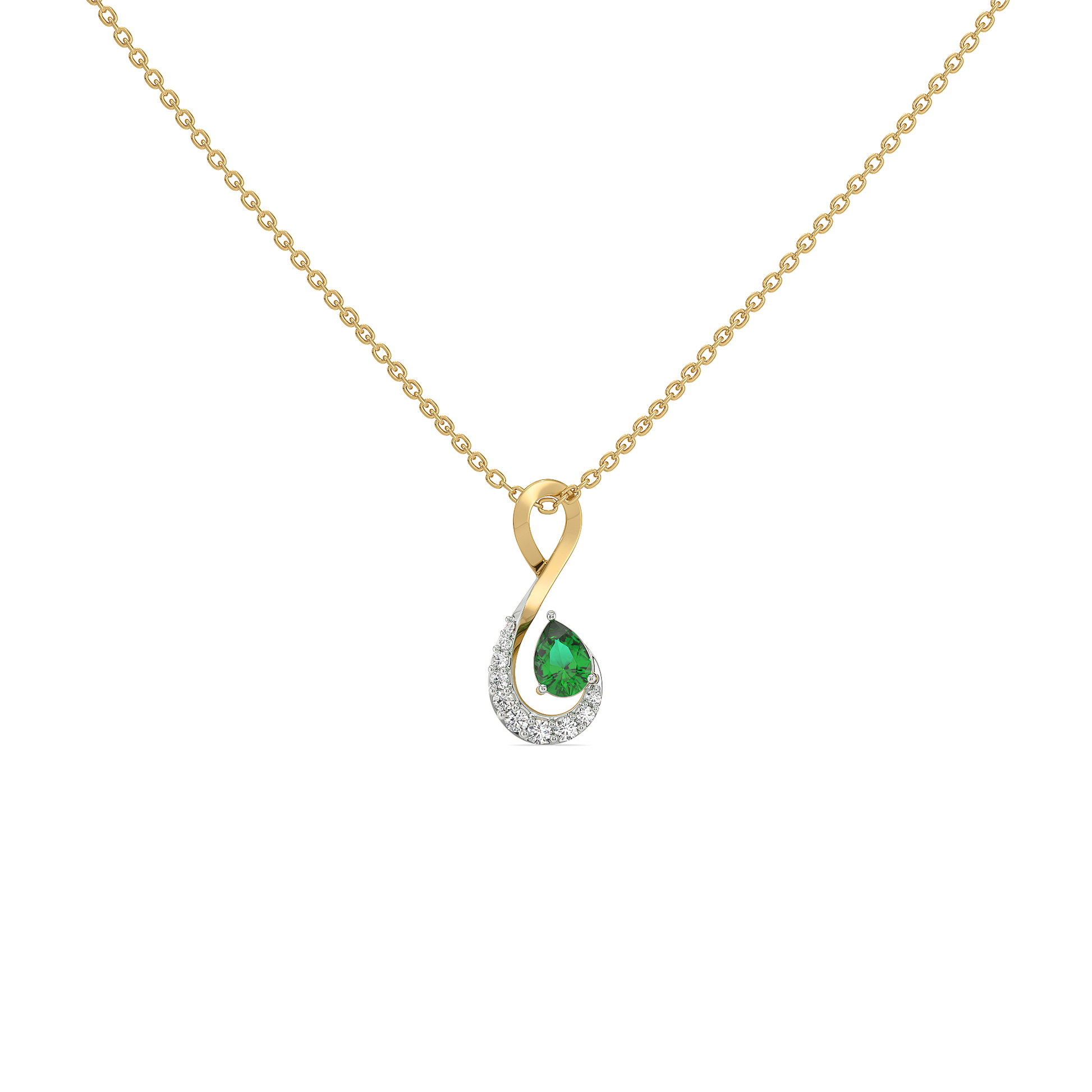 Melody of Emeralds - Lab Diamond Pendant Necklace