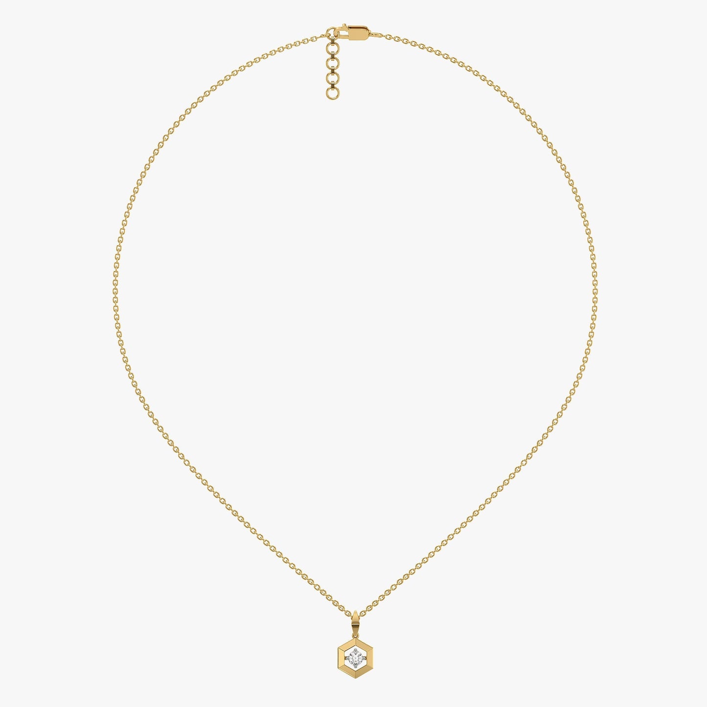 Hexa Solitaire - Lab Diamond Pendant Necklace