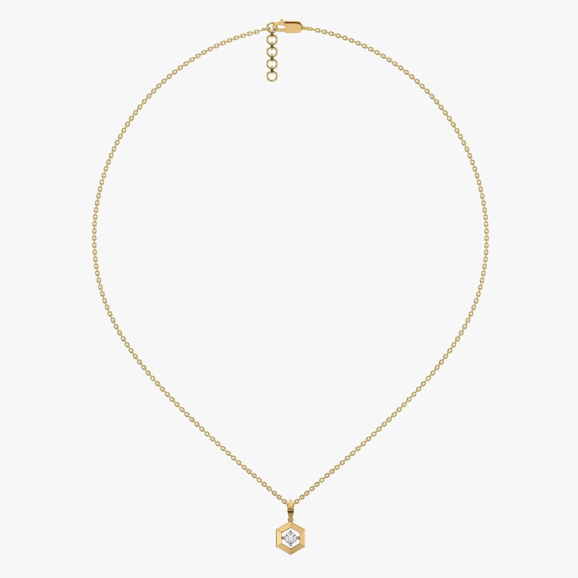Hexa Solitaire - Lab Diamond Pendant Necklace