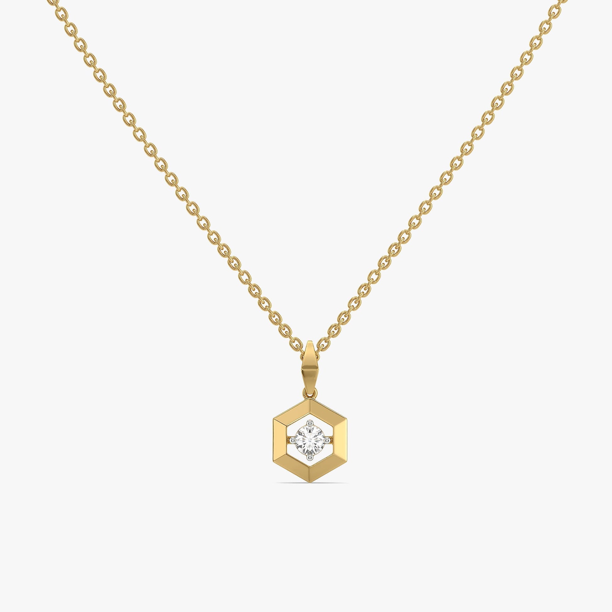 Hexa Solitaire - Lab Diamond Pendant Necklace