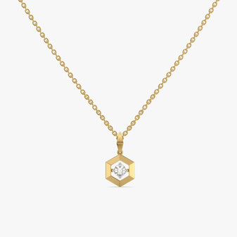 Hexa Solitaire - Lab Diamond Pendant Necklace