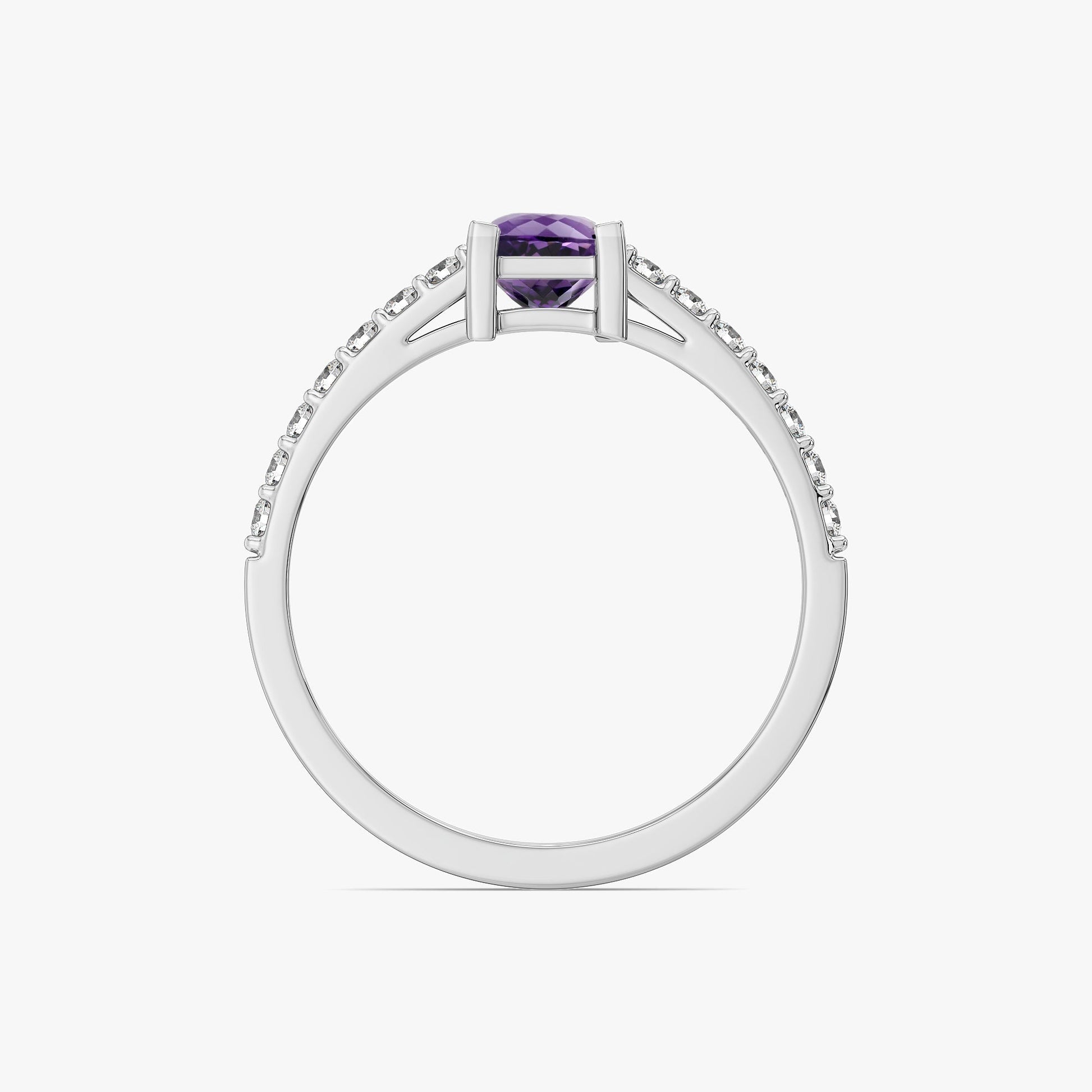 Regal Amethyst - Lab Diamond Square Ring