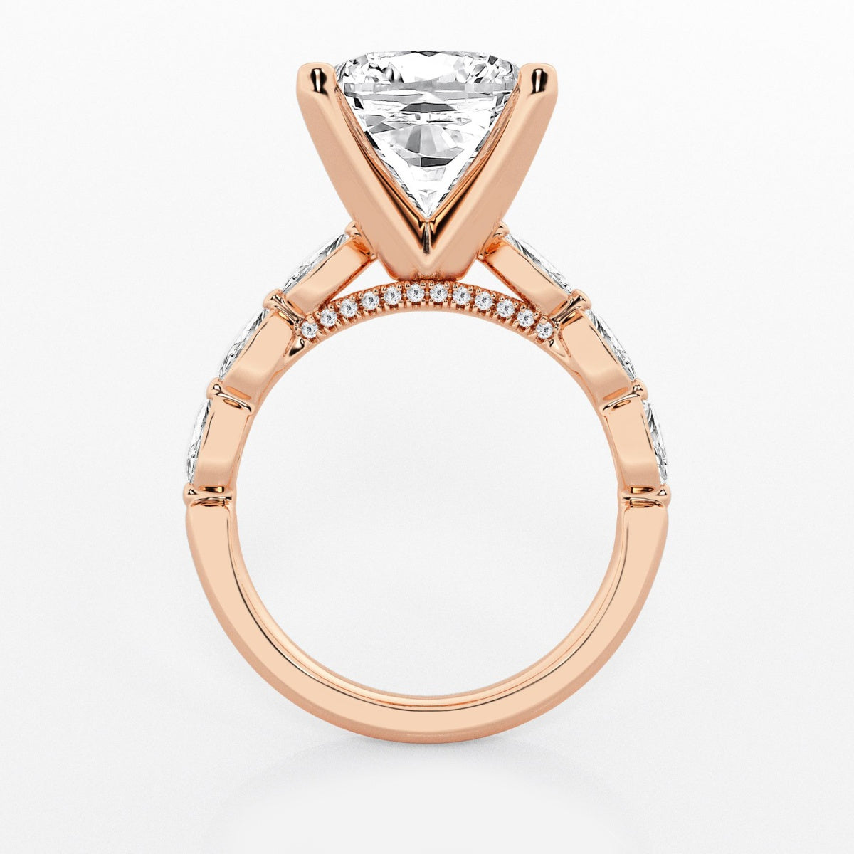 Mila - Floating Side Stones Engagement Ring