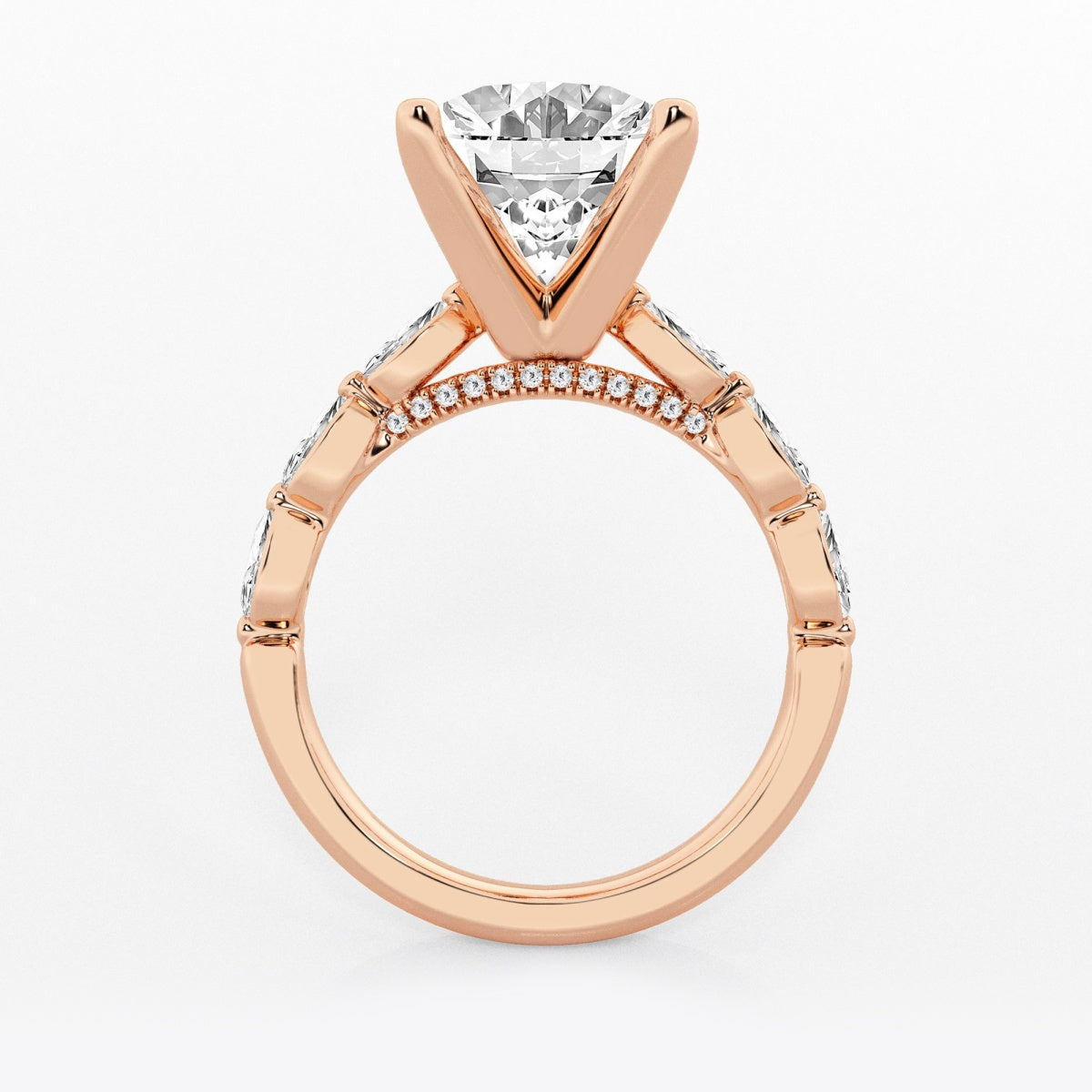 Mila - Floating Side Stones Engagement Ring