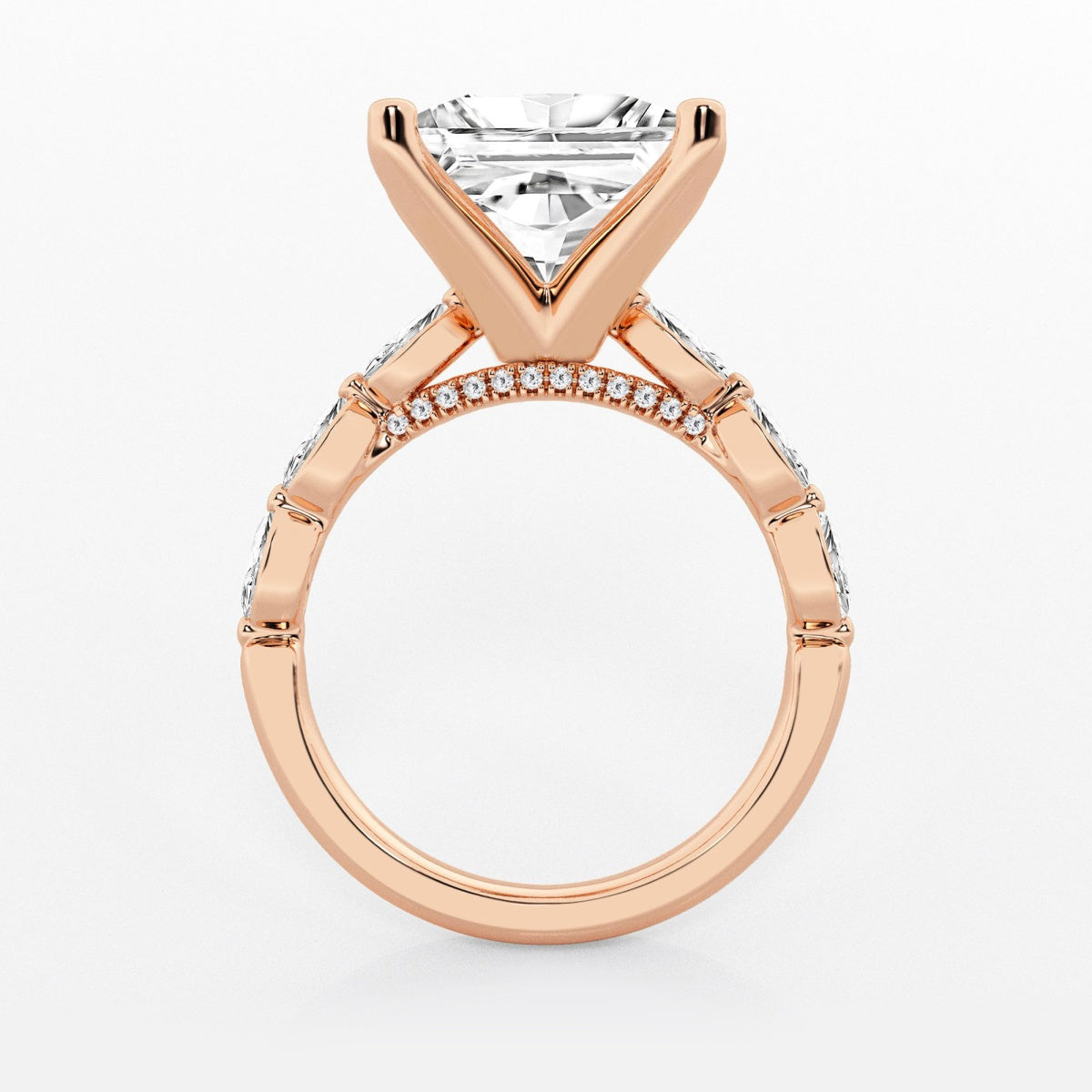 Mila - Floating Side Stones Engagement Ring