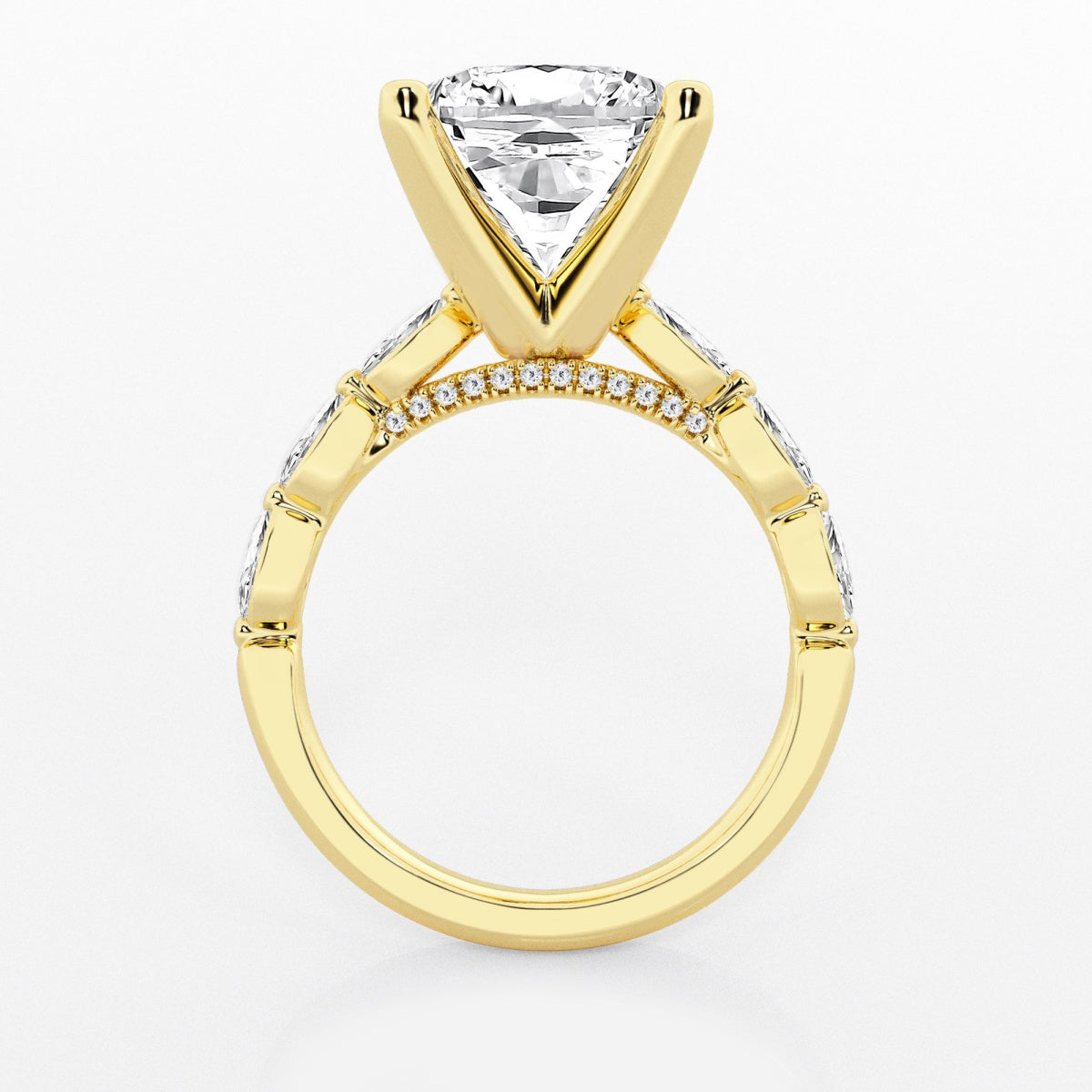 Mila - Floating Side Stones Engagement Ring