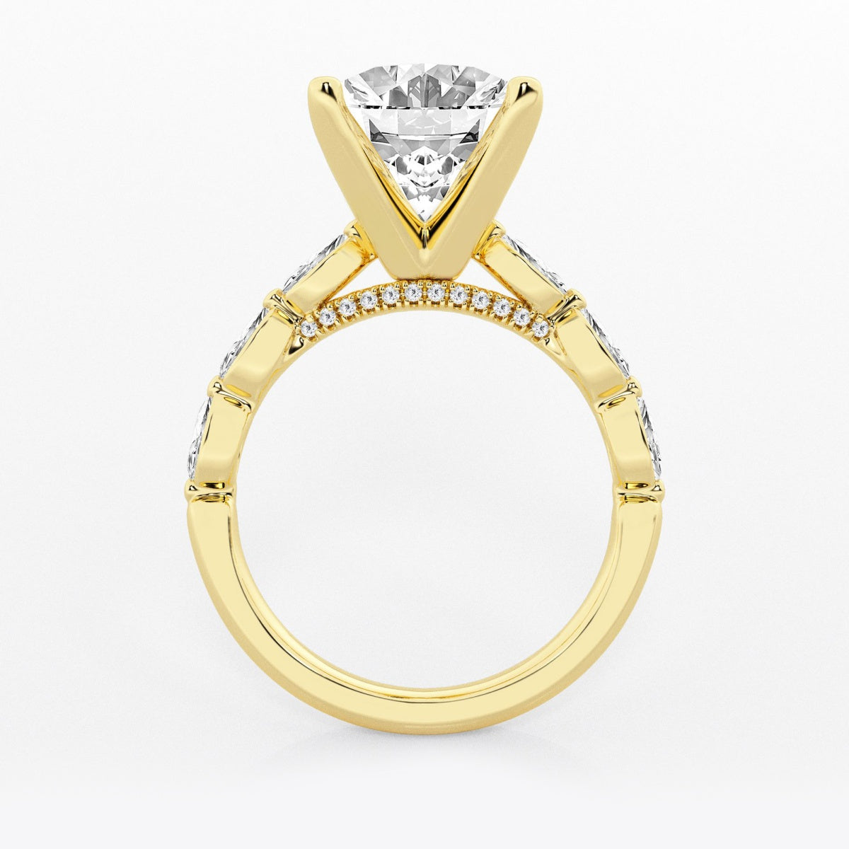 Mila - Floating Side Stones Engagement Ring