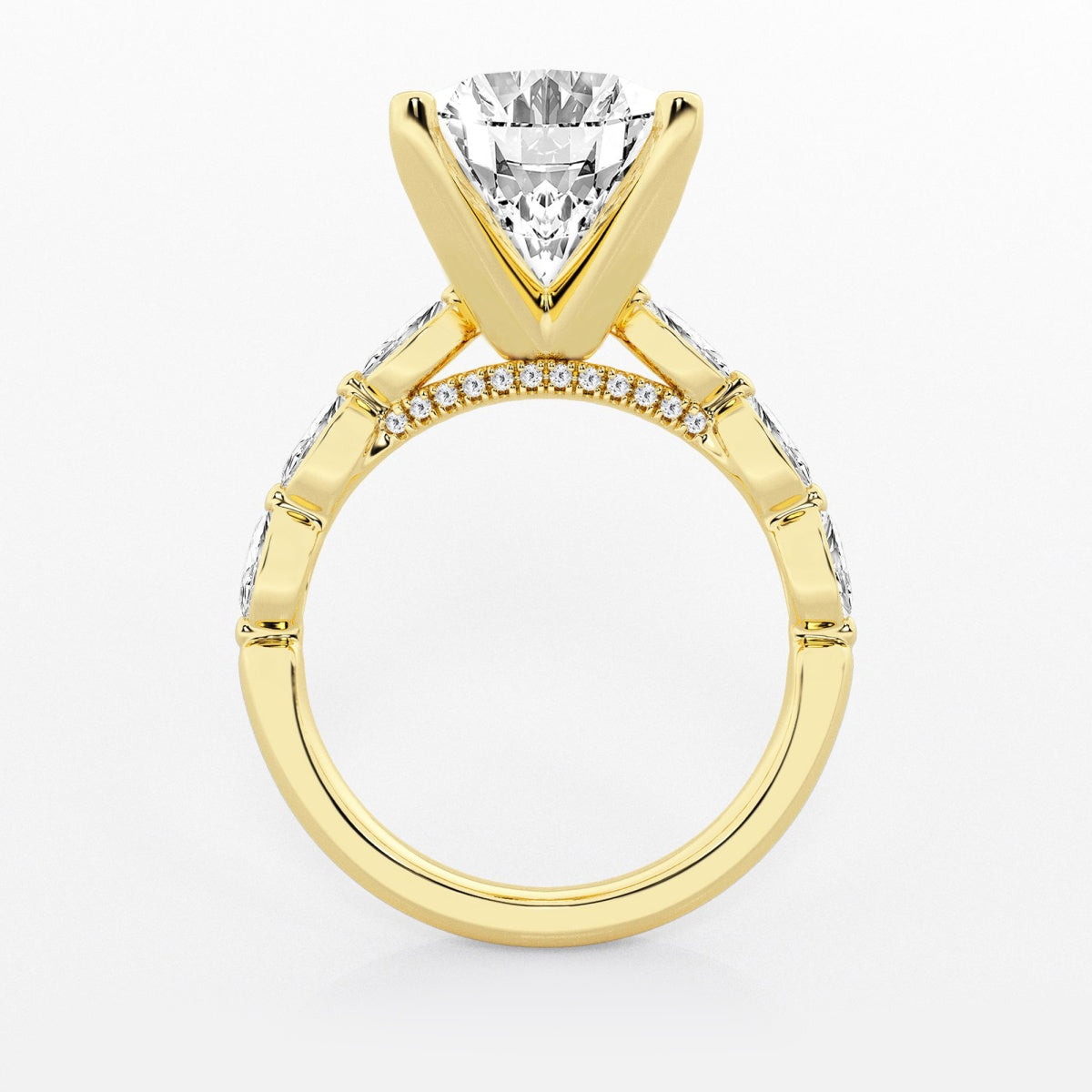 Mila - Floating Side Stones Engagement Ring