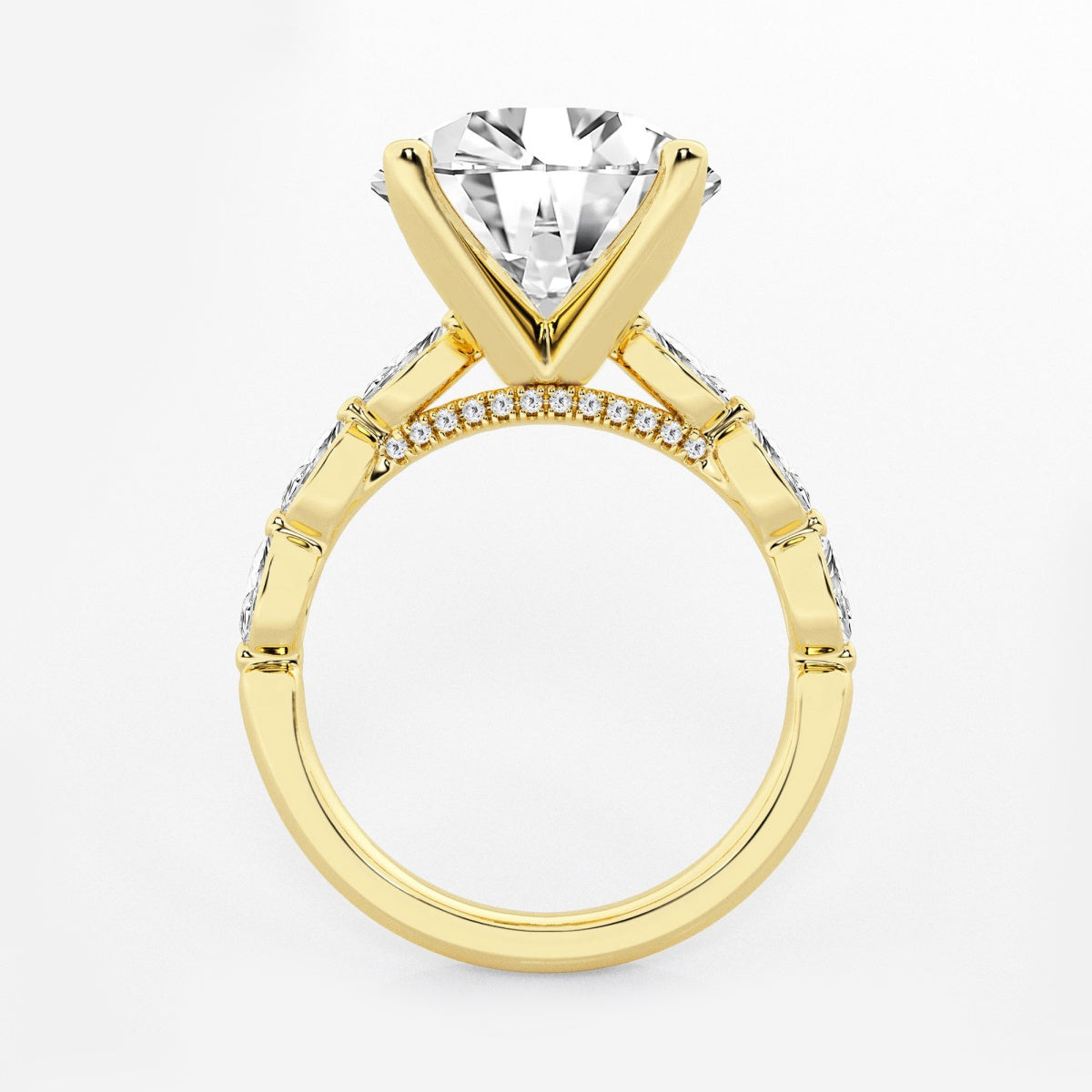 Mila - Floating Side Stones Engagement Ring