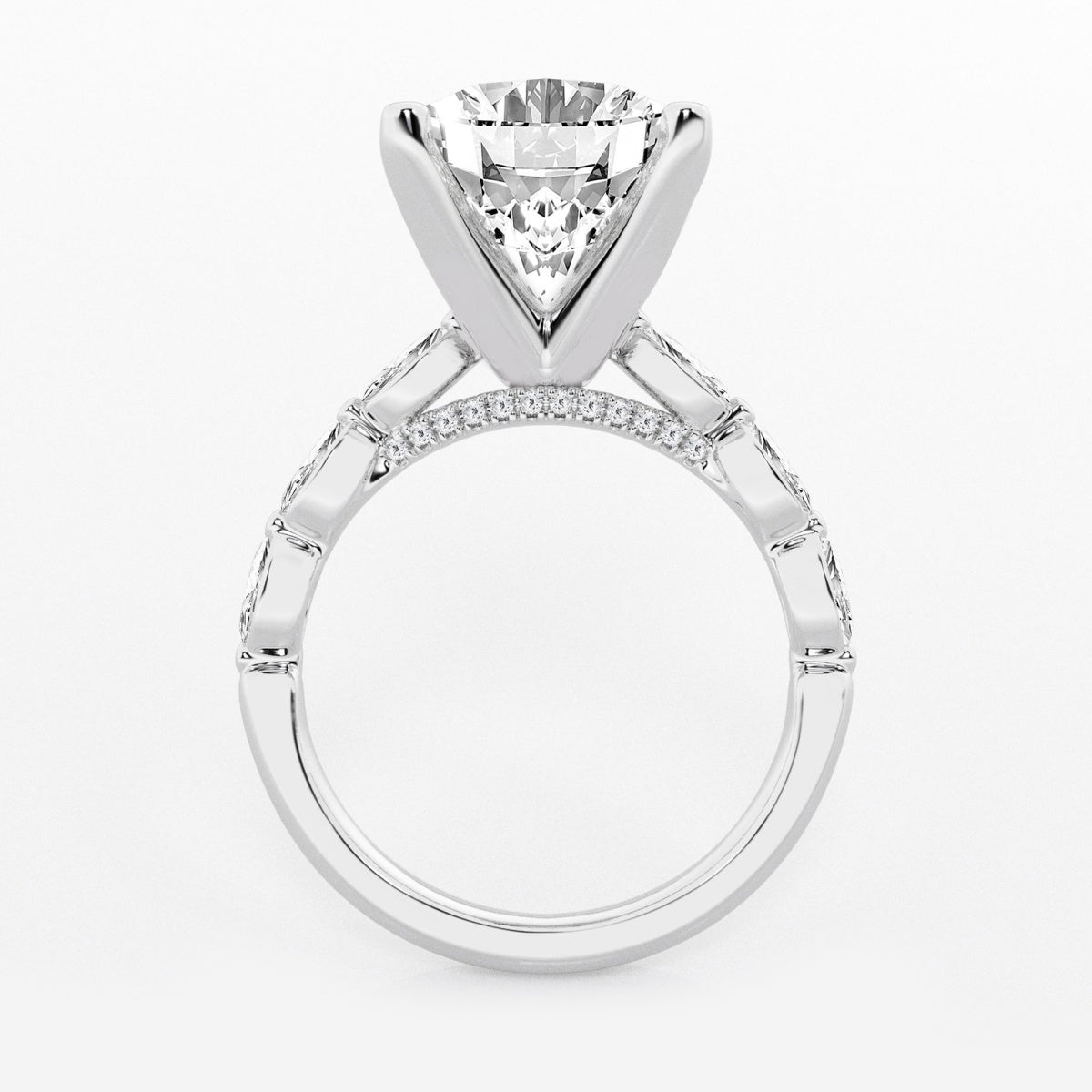 Mila - Floating Side Stones Engagement Ring