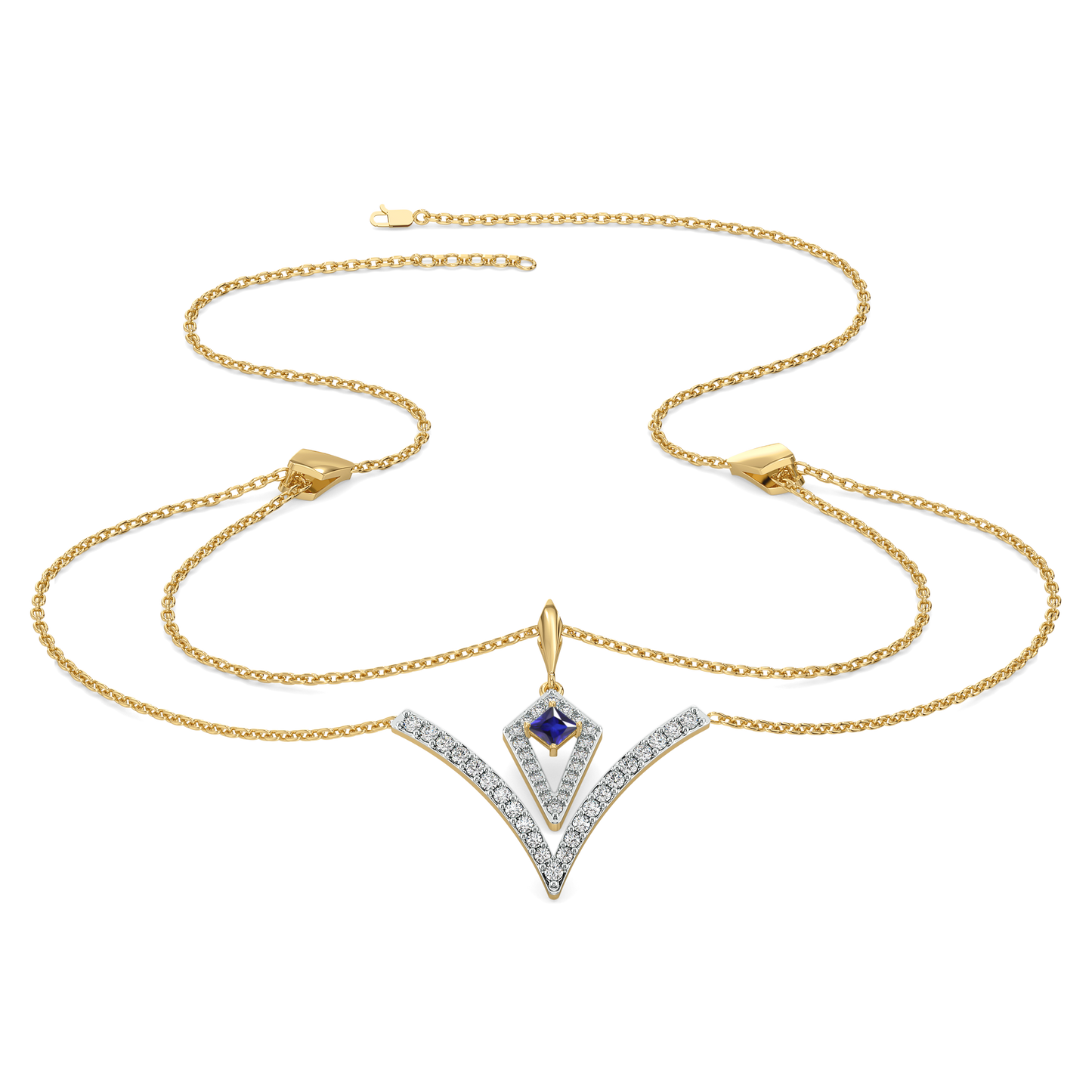 Multi-layered - Lab Diamond V Necklace