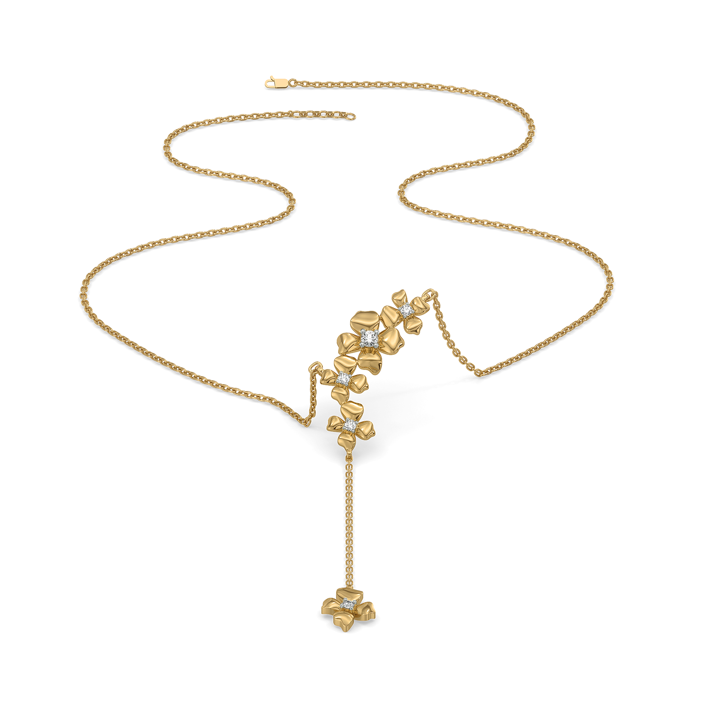 Petal Play - Lab Diamond Lariat Necklace