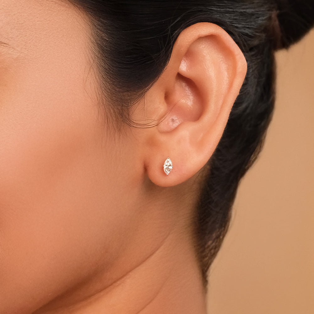 Astra Marquise - Pure Gold Lab Diamond Solitaire Stud Earrings